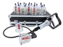 Diverse Schröpfglas Set 19-teilig mit Handpumpe und Alu Koffer