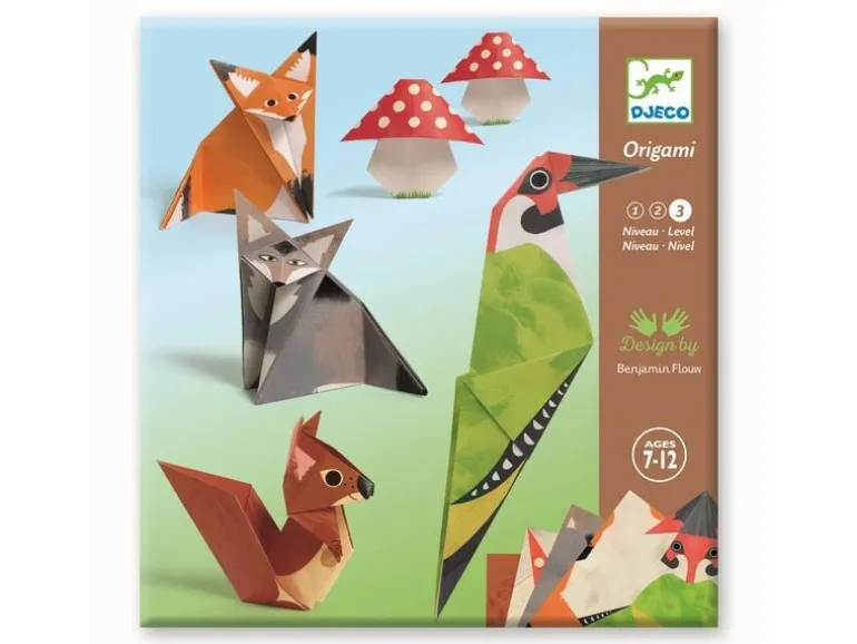 DJECO Bastelset Origami Waldtiere, Papierkunst, 24 Tiere