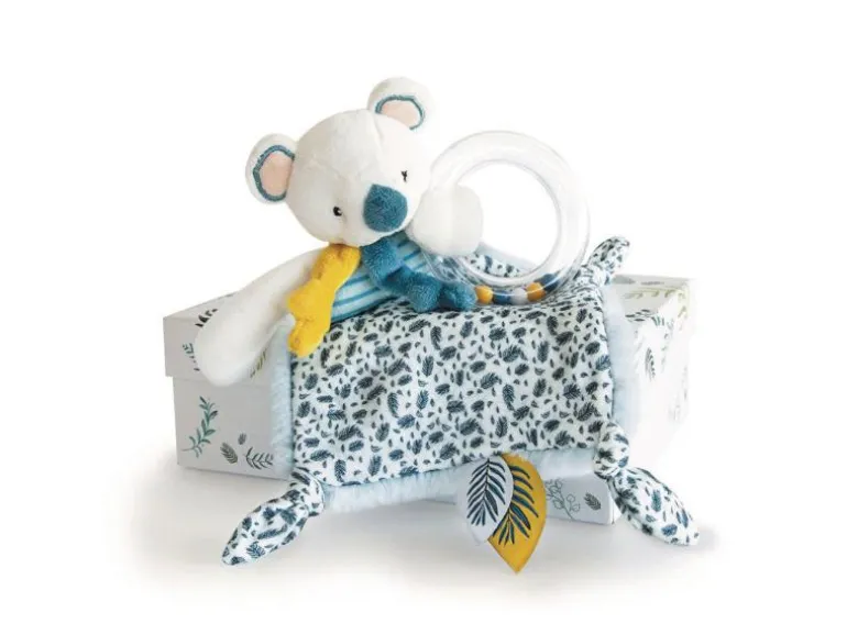 DouDou et compagnie Geschenkset Koala Rassel mit Schmusetuch 22 cm