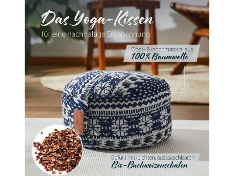 DoYourYoga Yoga-Kissen Vishnu Buchweizenschalen, Mehrfarbig