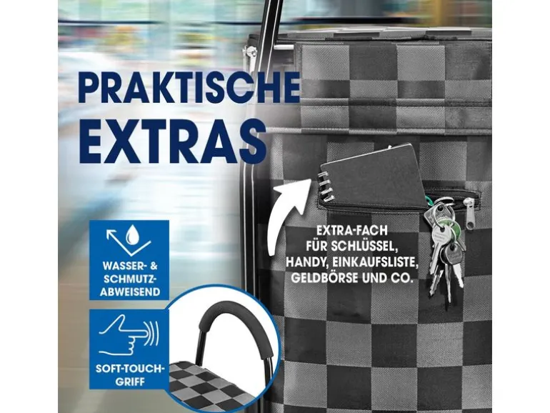 EASYmaxx Einkaufstrolley 52 l, Schwarz / Grau