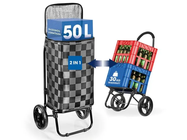 EASYmaxx Einkaufstrolley 52 l, Schwarz / Grau