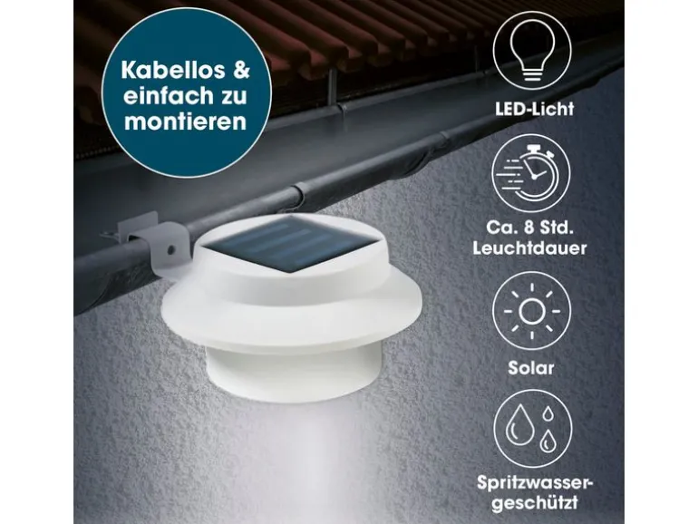 EASYmaxx Solar-Leuchte Dachrinne 3er-Set 1.2 V