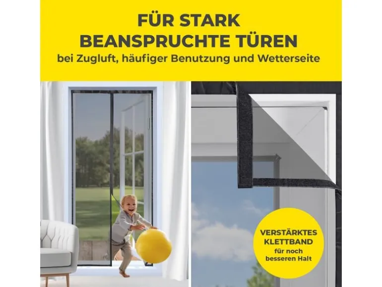 EASYmaxx Tür-Moskitonetz Strong Click, 100 x 210 cm, schwarz