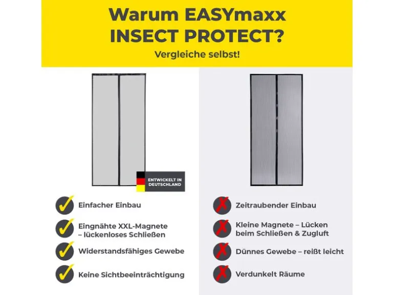 EASYmaxx Tür-Moskitonetz Strong Click, 100 x 210 cm, schwarz