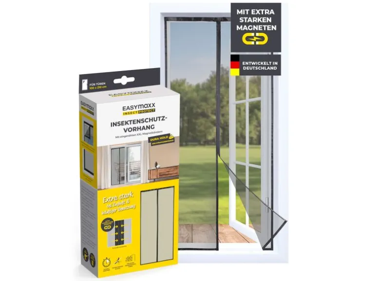 EASYmaxx Tür-Moskitonetz Strong Click, 100 x 210 cm, schwarz