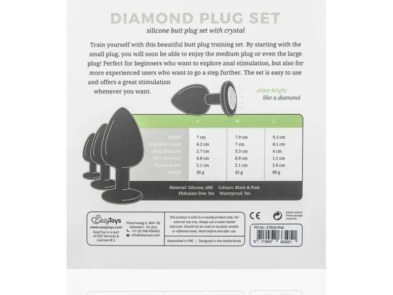 Easytoys Anal Plug aus Silikon mit Diamant Schwarz