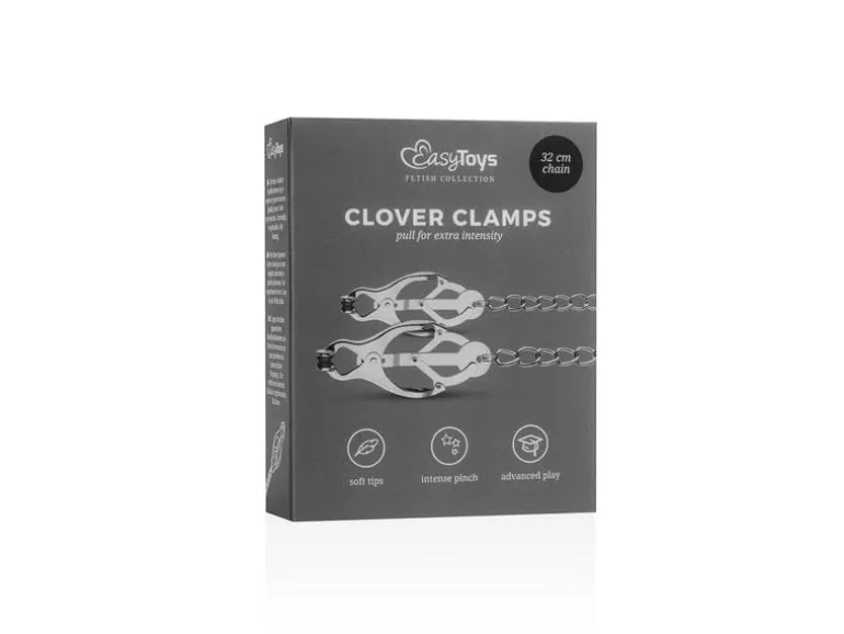 Easytoys Fetish Collection Japanische Kleeklammern mit Kette Silber