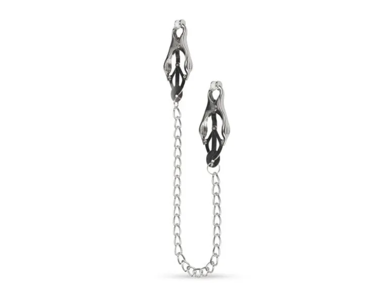 Easytoys Fetish Collection Japanische Kleeklammern mit Kette Silber