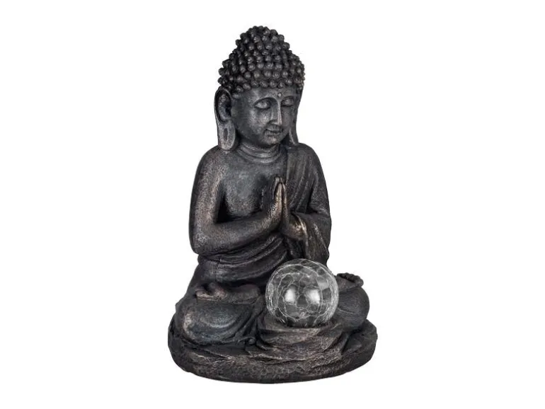 EGLO Leuchten Gartenlicht Solardekoration Buddha, 27 cm, Grau