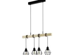 EGLO Leuchten Pendelleuchte TOWNSHEND 5 schwarz exkl. E27 4x60W