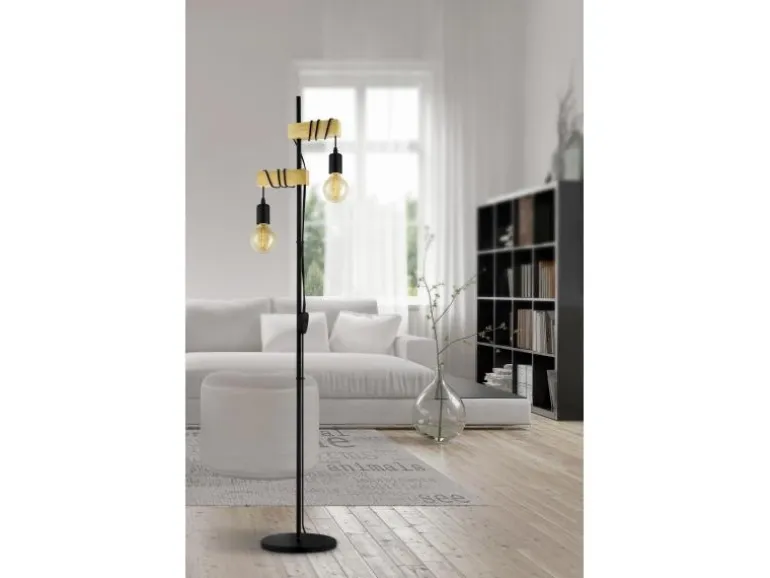 EGLO Leuchten Stehleuchte TOWNSHEND 2x E27 Schwarz