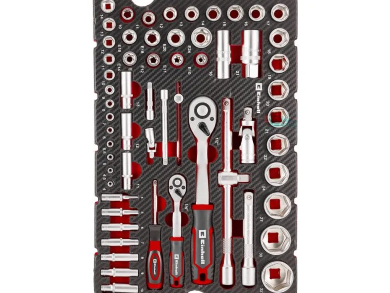 Einhell Einleger E-Case Stecknüsse und Ratschen, 60-tlg.