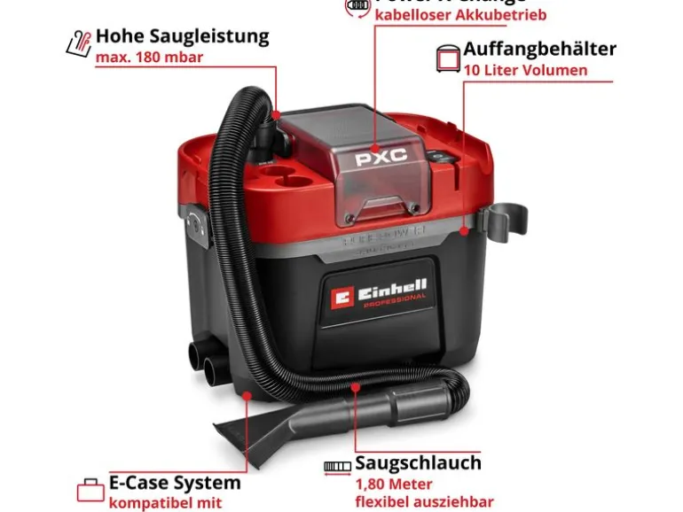 Einhell Professional Akku-Nass-/Trockensauger TP-VC 18/10 Li BL L-Solo