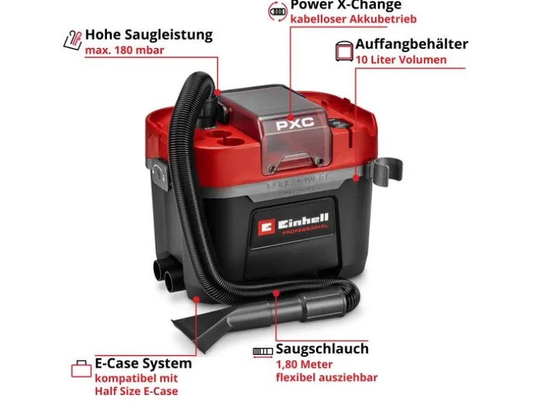Einhell Professional Akku-Nass-/Trockensauger TP-VC 18/10 Li BL L-Solo