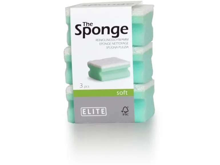 Elite Schwamm Soft 3 Stück, Blau/Weiss
