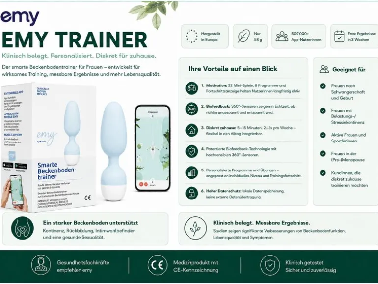 Emy Beckenbodentrainer mit App-Steuerung Blau Weiss