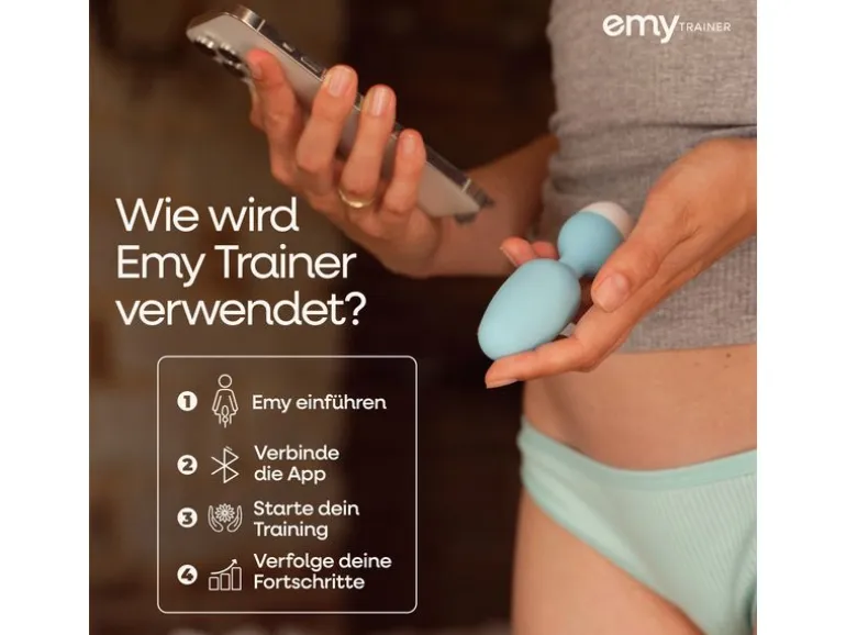 Emy Beckenbodentrainer mit App-Steuerung Blau Weiss