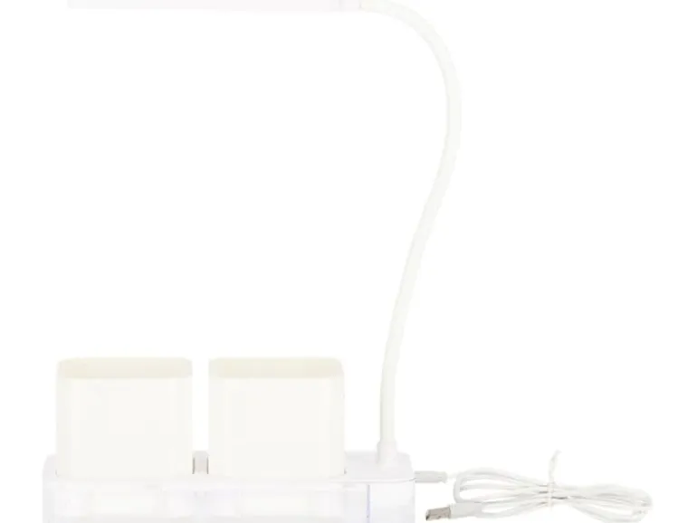 Esschert Design Pflanzenlampe Kunststoff 2 Töpfe Weiss USB