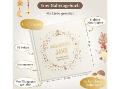 Eulentaler Babyalbum Boho Gold Leinen, 92 Seiten