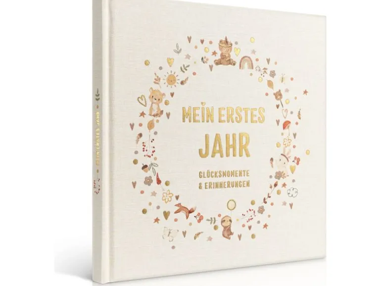 Eulentaler Babyalbum Boho Gold Leinen, 92 Seiten