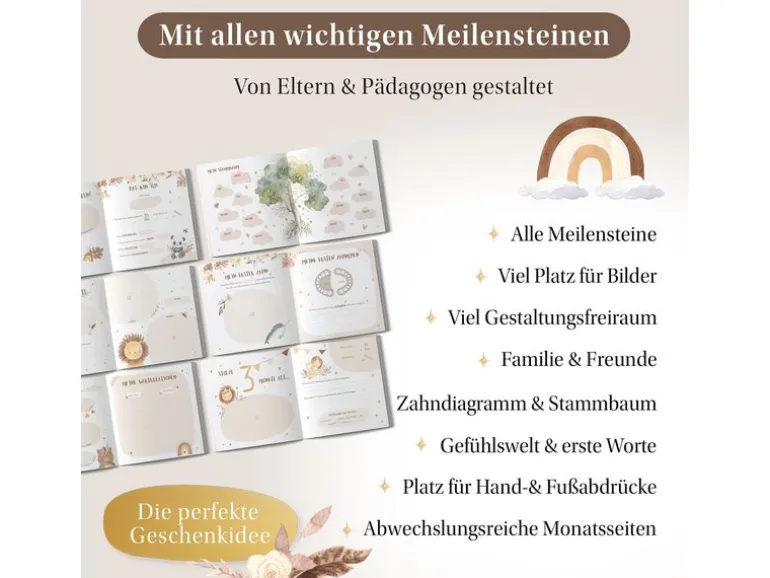 Eulentaler Babyalbum Boho Gold Leinen, 92 Seiten