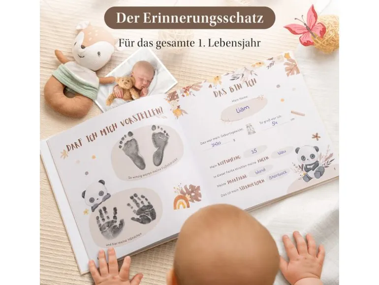 Eulentaler Babyalbum Boho Gold Leinen, 92 Seiten