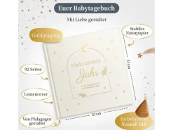 Eulentaler Babyalbum Gold Leinen, 92 Seiten