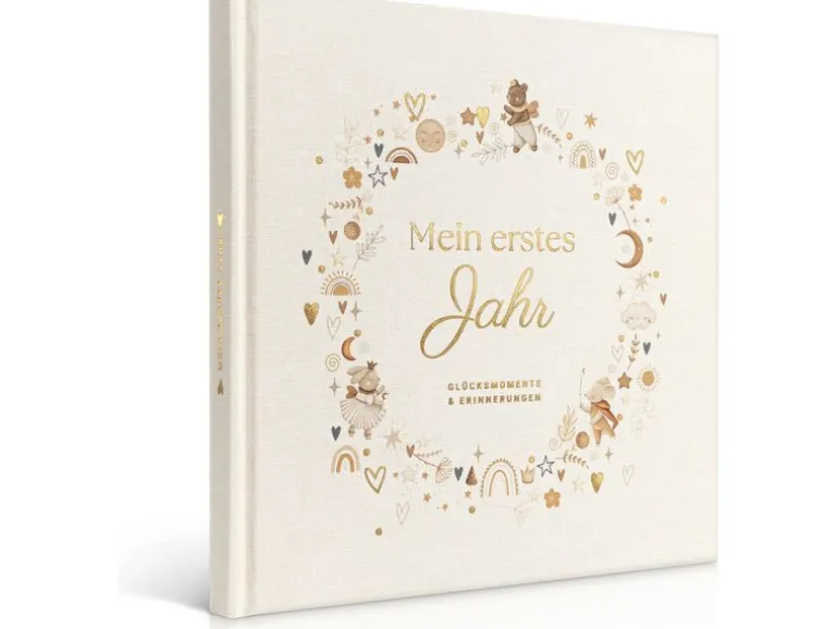 Eulentaler Babyalbum Scandi Gold Leinen, 92 Seiten