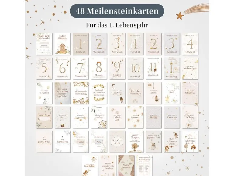 Eulentaler Meilensteinkarten Baby, Scandi, Karton, Beige