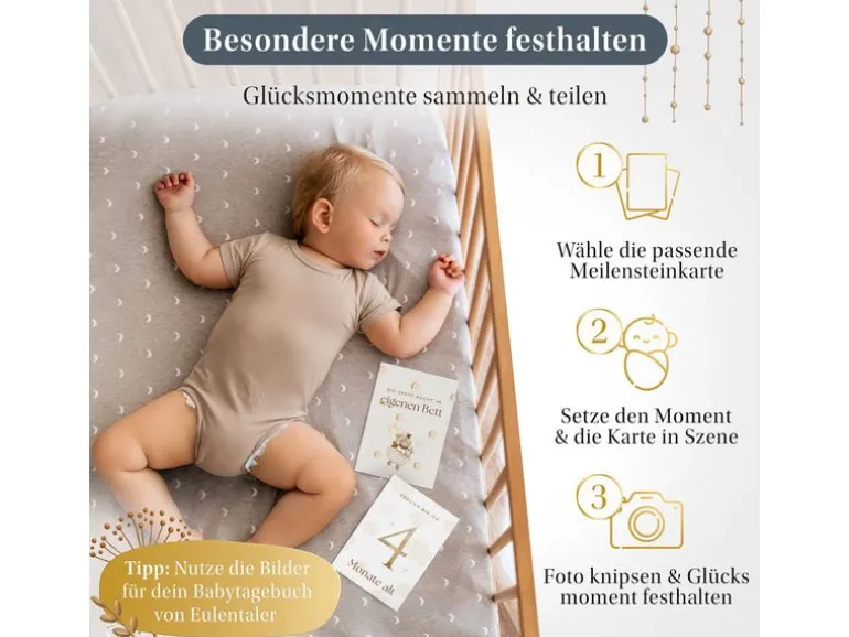 Eulentaler Meilensteinkarten Baby, Scandi, Karton, Beige