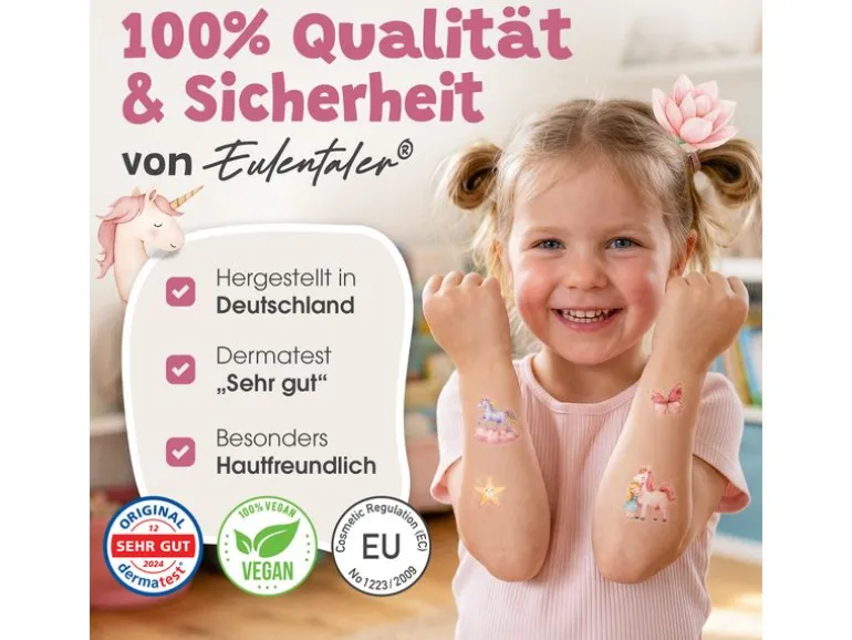 Eulentaler Tattoo Set für Kinder Einhorn Motive 100 Stück