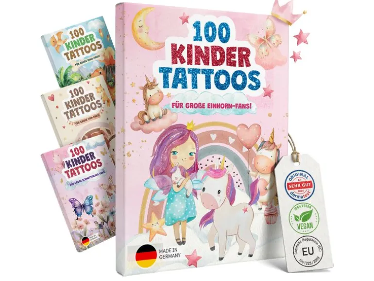 Eulentaler Tattoo Set für Kinder Einhorn Motive 100 Stück