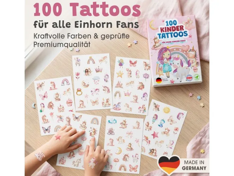 Eulentaler Tattoo Set für Kinder Einhorn Motive 100 Stück