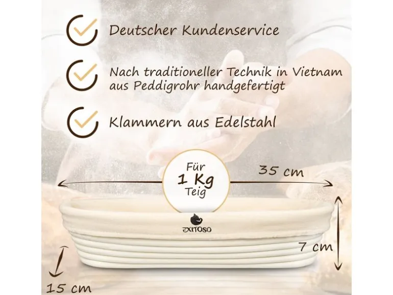 Exitoso Gärkorb Beige/Weiss Ø35 x 15 cm