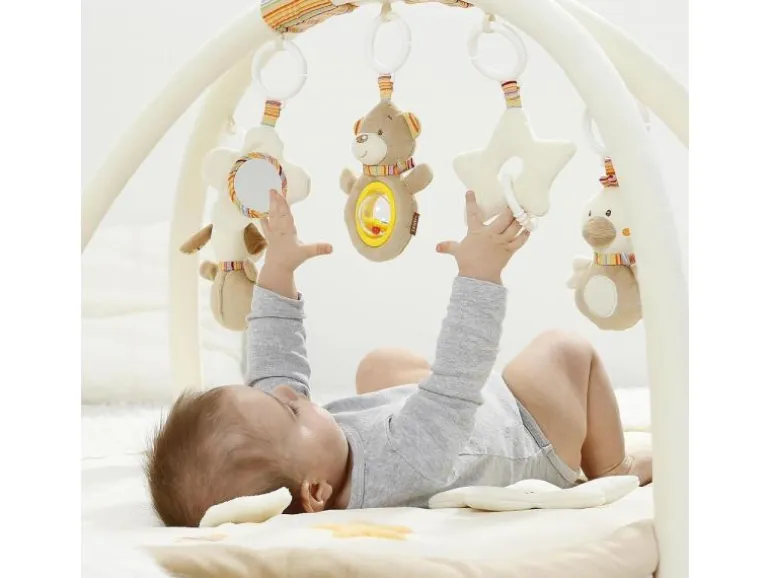 fehn Krabbeldecke mit Spielbogen Bär Rainbow