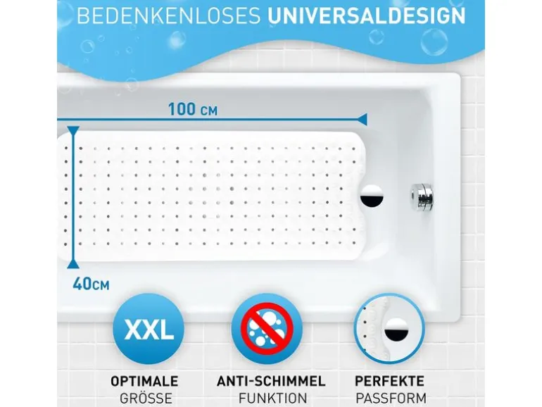 Flipline rutschfest, BPA-frei 40 x 100 cm, Weiss