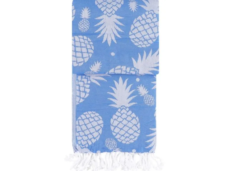 Foutastic Ananas – blue Fouta Baumwolle Blau 100 x 180 cm