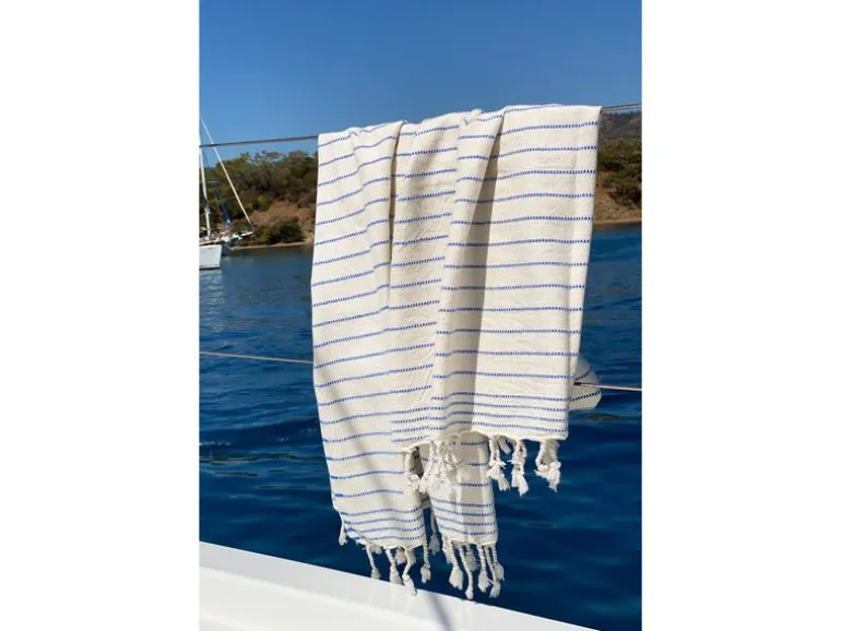 Foutastic Strandtuch Capri Weiss, Blau