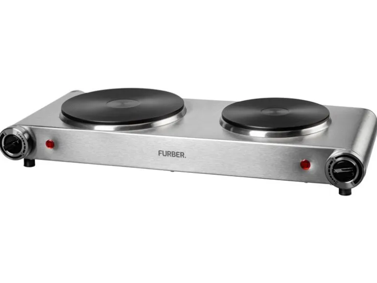 FURBER Doppelkochplatte Silber, 1500 W / 1000 W