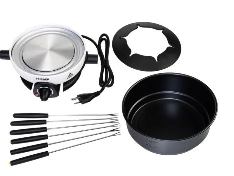 FURBER Fondue-Set Alpy 9 Teile, Schwarz/Weiss