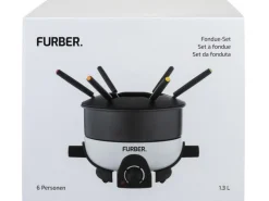 FURBER Fondue-Set Alpy 9 Teile, Schwarz/Weiss