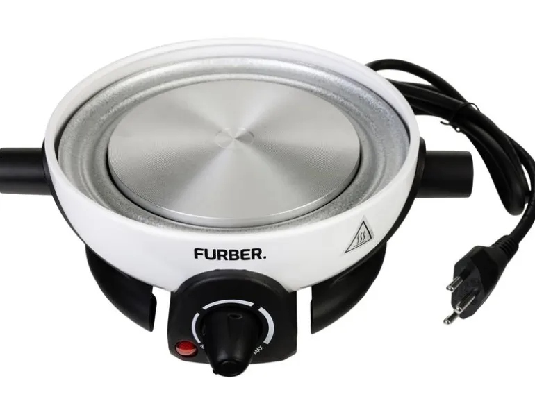 FURBER Fondue-Set Alpy 9 Teile, Schwarz/Weiss