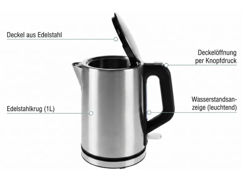 FURBER Wasserkocher Premium 1 l, Edelstahl