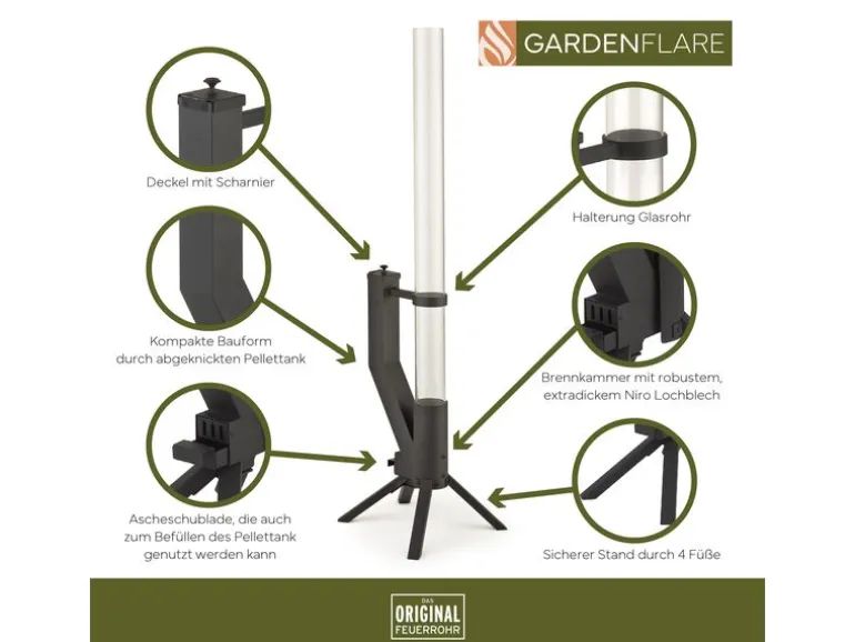 Gardenflare Klassik Feuerrohr Schwarz