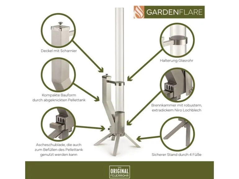 Gardenflare Klassik Feuerrohr Silber