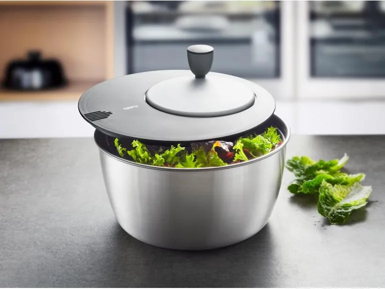 GEFU Salatschleuder Rotare 25 cm, Schwarz/Silber