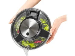 GEFU Salatschleuder Speed Wing 27 cm, Schwarz/Silber matt