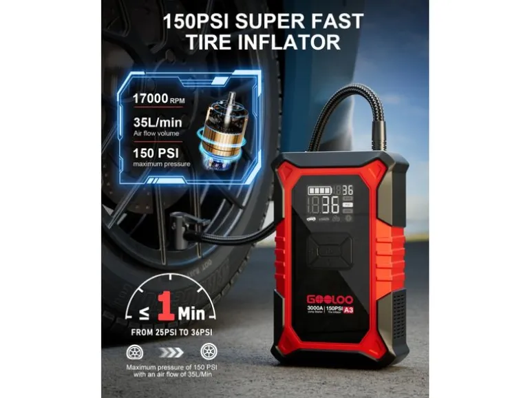 Gooloo A3 Jump-Starter/Kompressor 12 V, 3000A