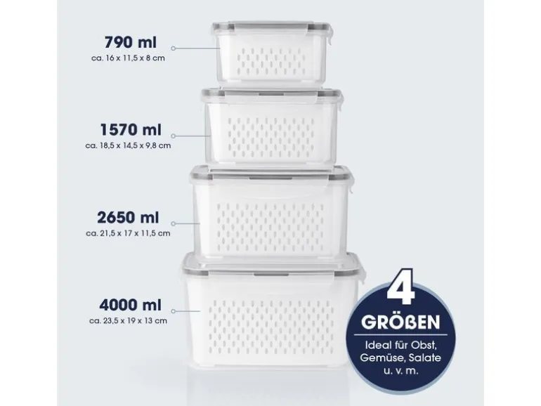 GOURMETmaxx Vorratsdose 12-teilig, 4 l, Weiss